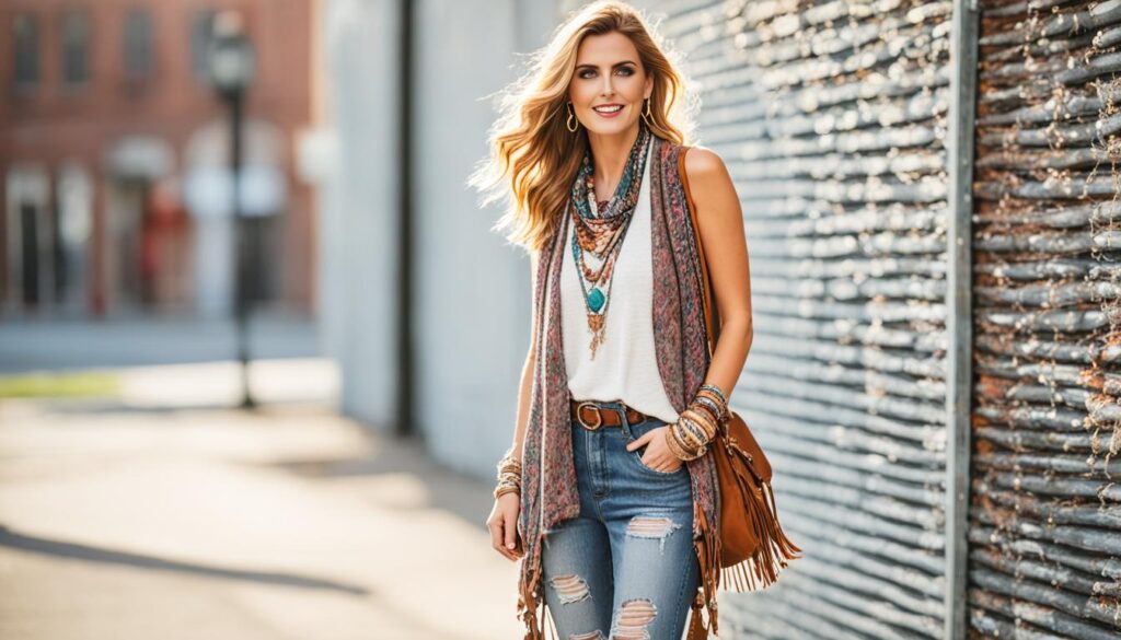 Layering techniques in boho chic fashion