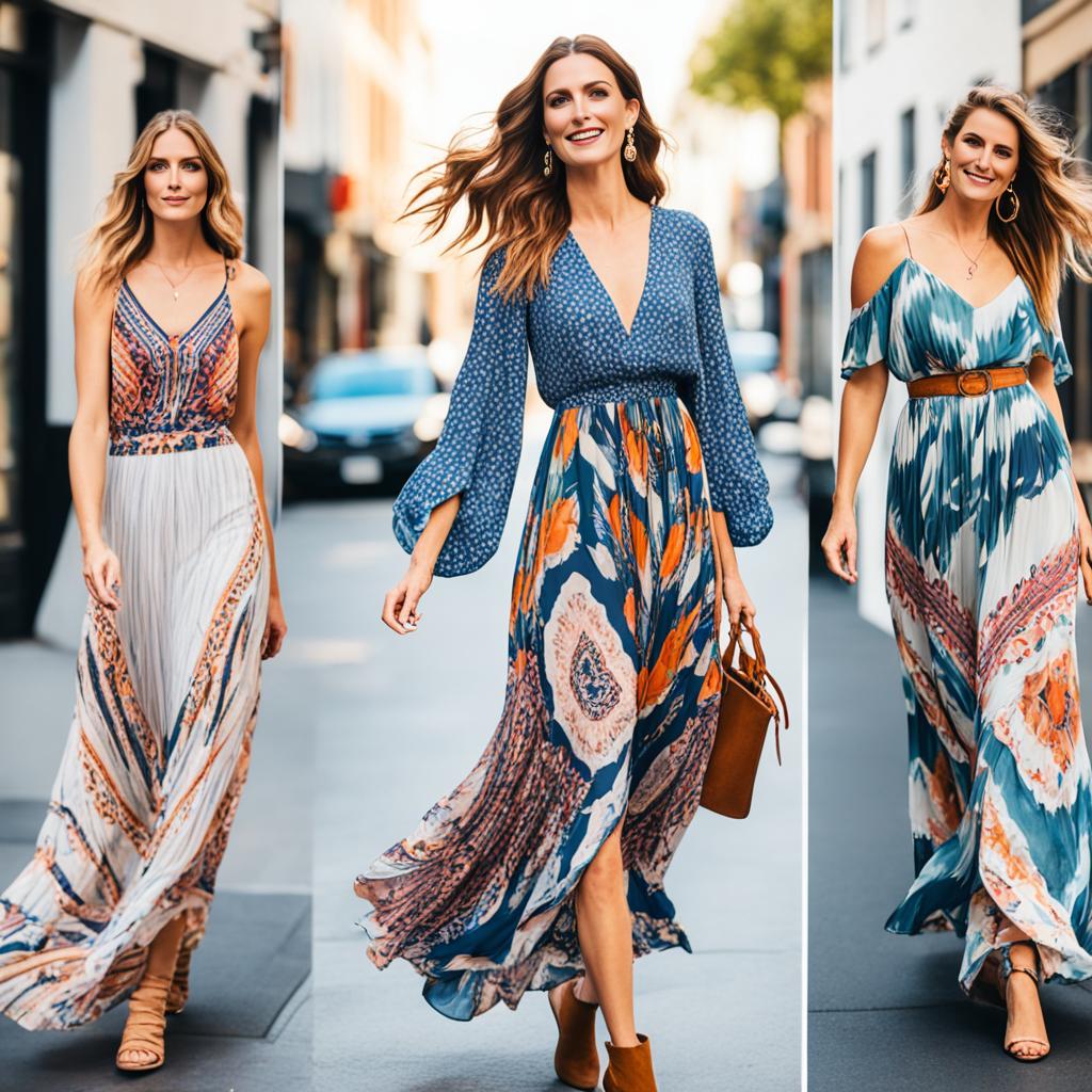 flowing maxi dresses and skirts