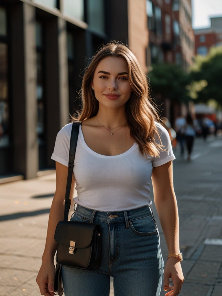 Casual chic outfit with leather messenger bag