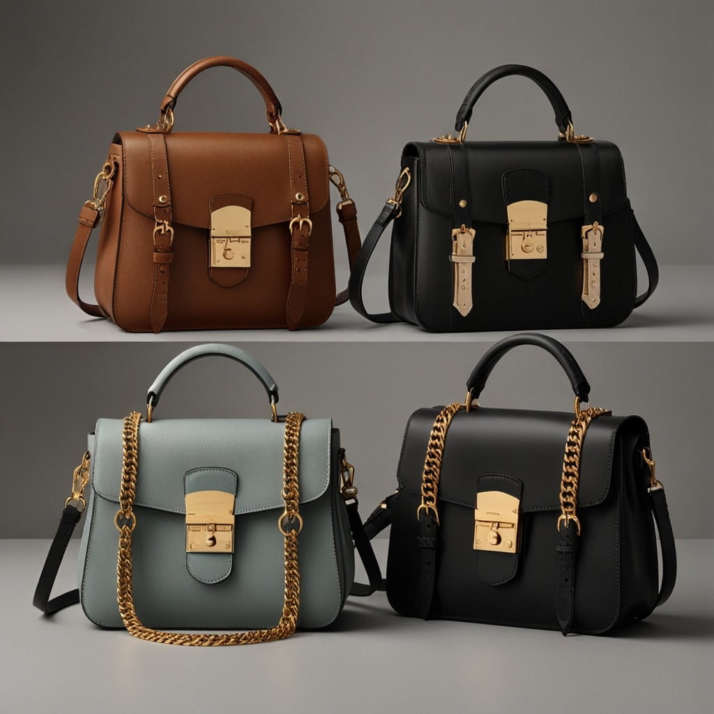 Women's leather crossbody bags with various hardware options