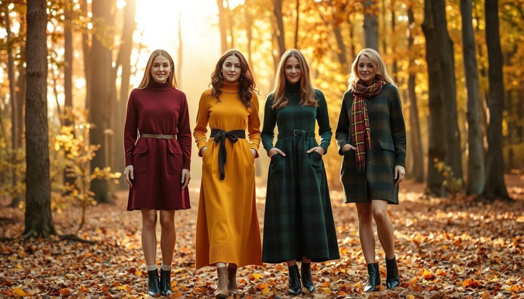 Autumn fashion trends featuring cozy fabrics