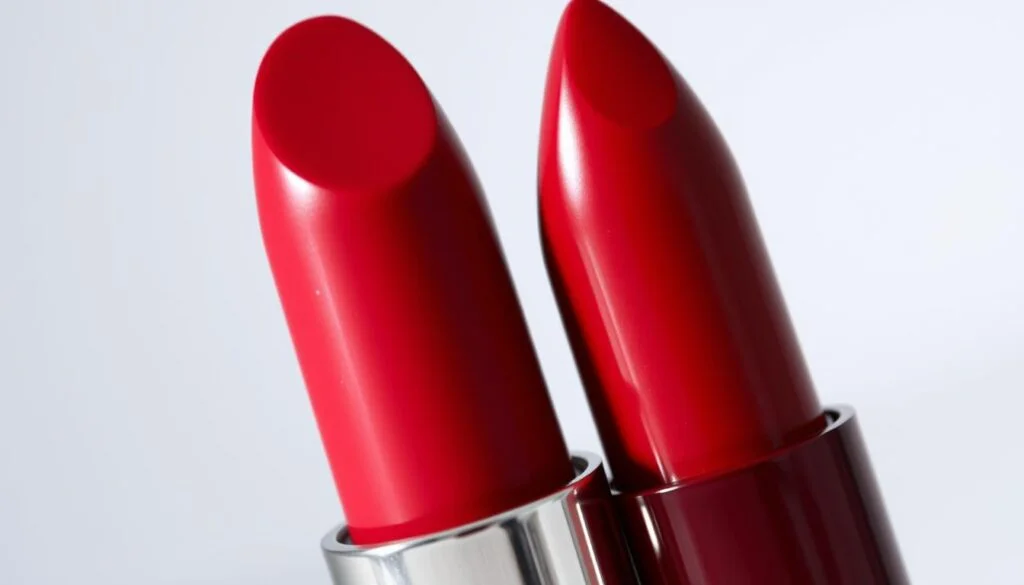 Matte and glossy lipstick finishes