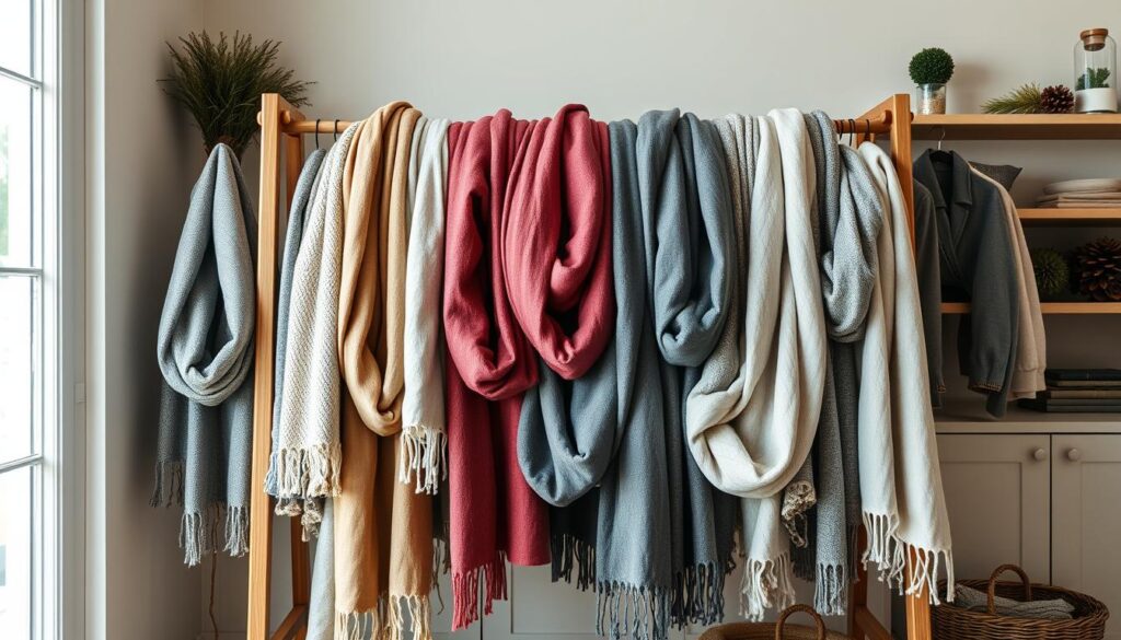 Oversized scarves and infinity scarves storage