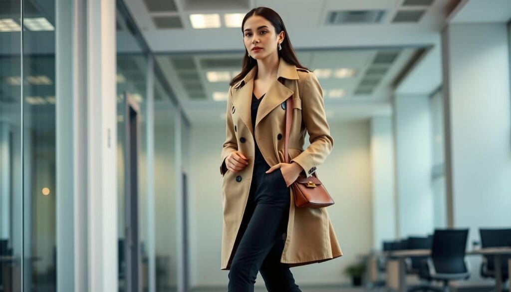 Professional trench coat outfit