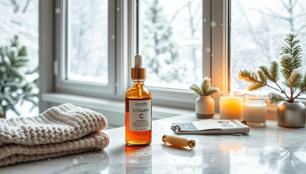 winter skincare routine with vitamin C serum