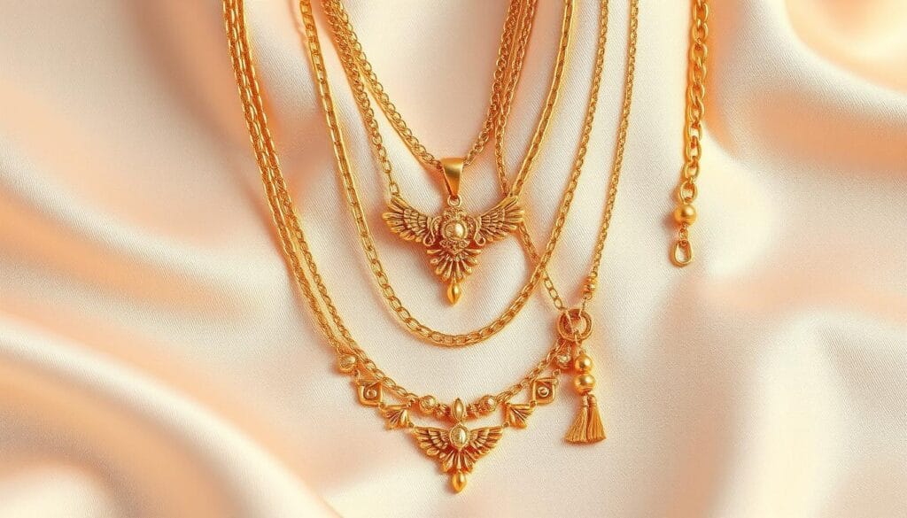 Fashionable multi-strand gold necklaces