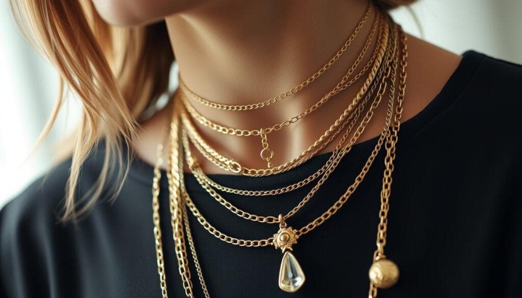 Mixing Layered Gold Necklaces