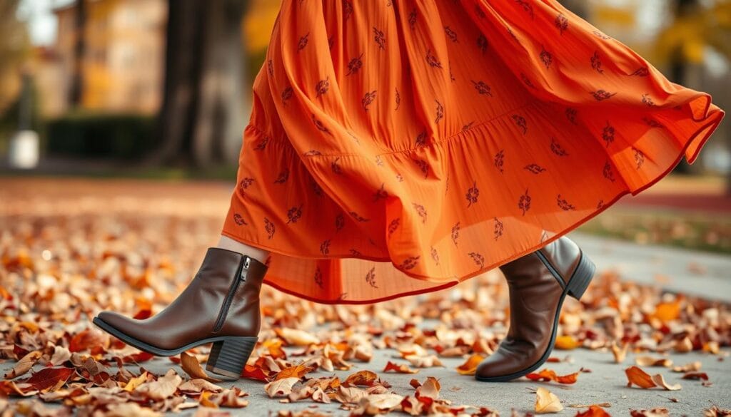 ankle boots with flowy dress