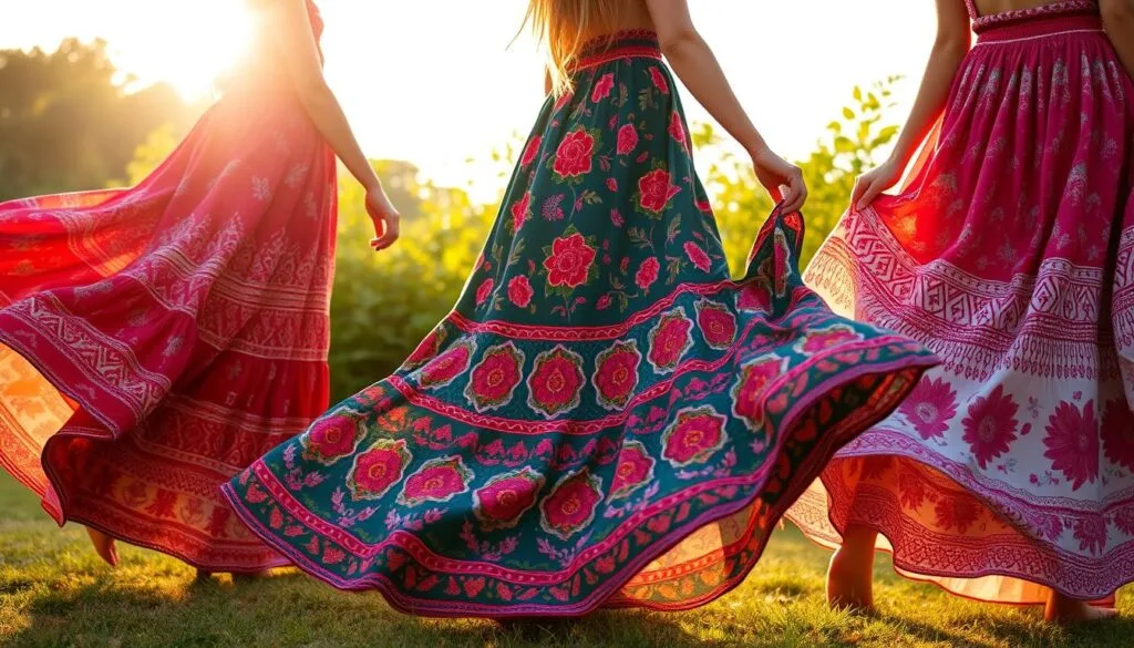 bohemian maxi skirts