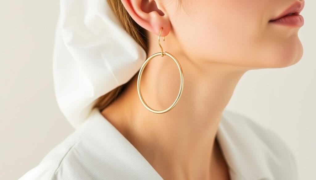 classic hoop earrings with a minimalist outfit