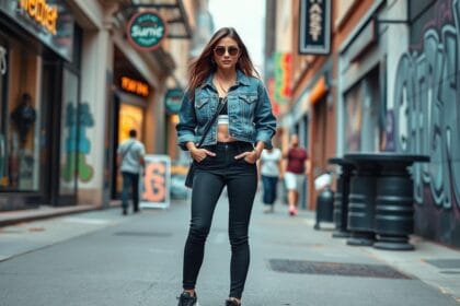 cropped denim jackets street style look