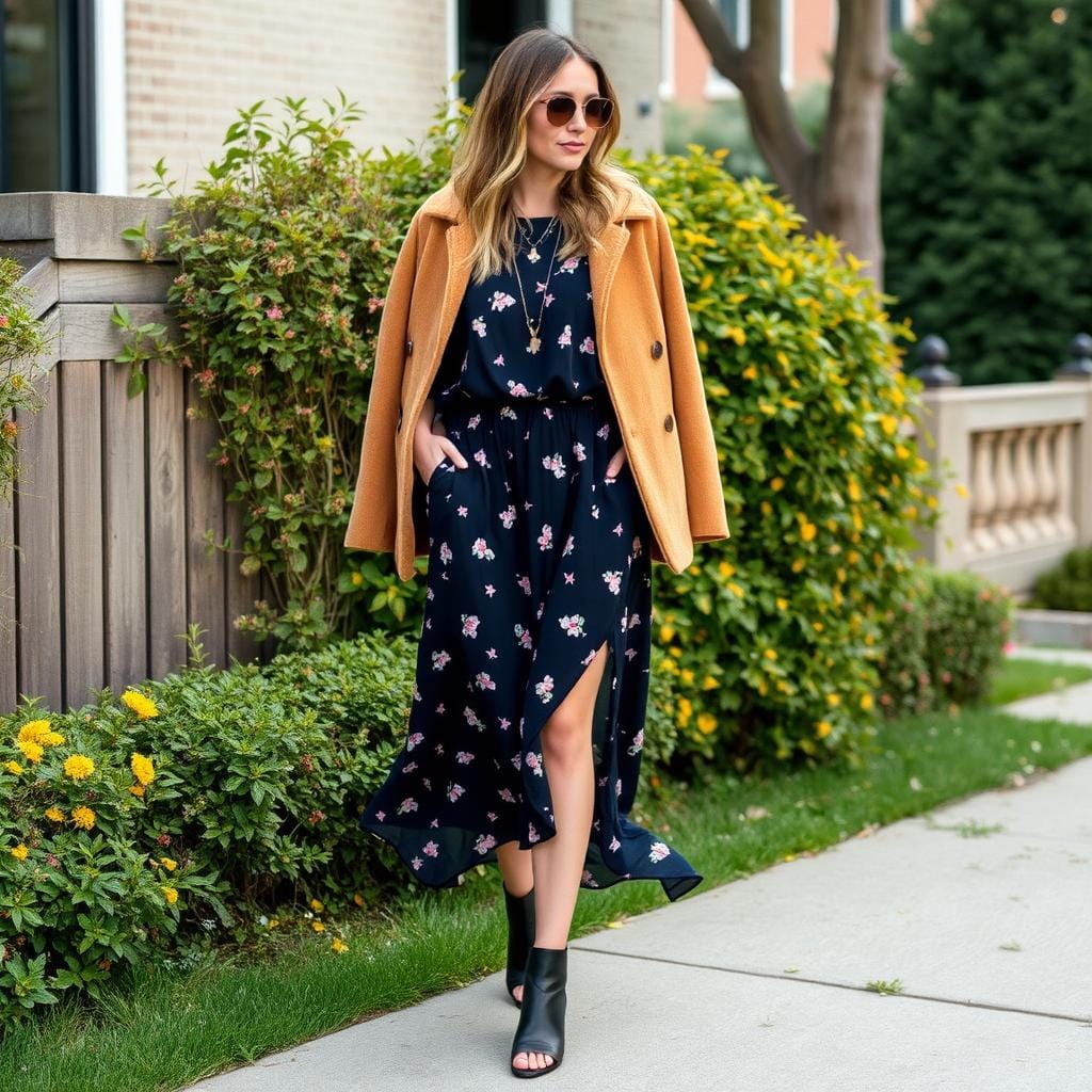 flowy dress styles with fall jackets