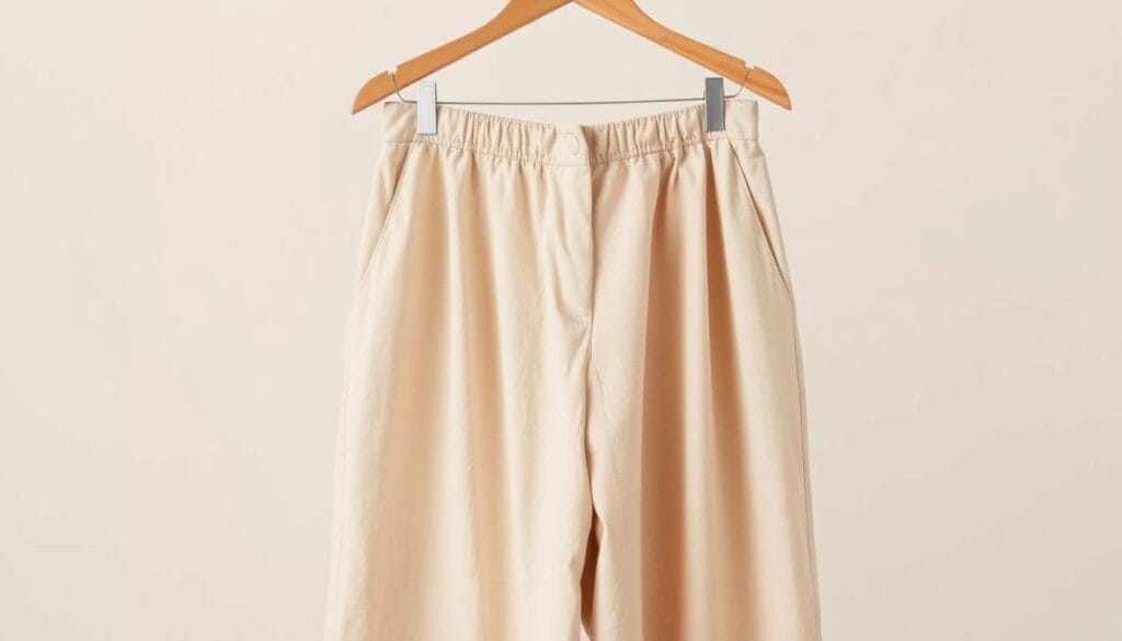 lightweight linen trousers in neutral tones