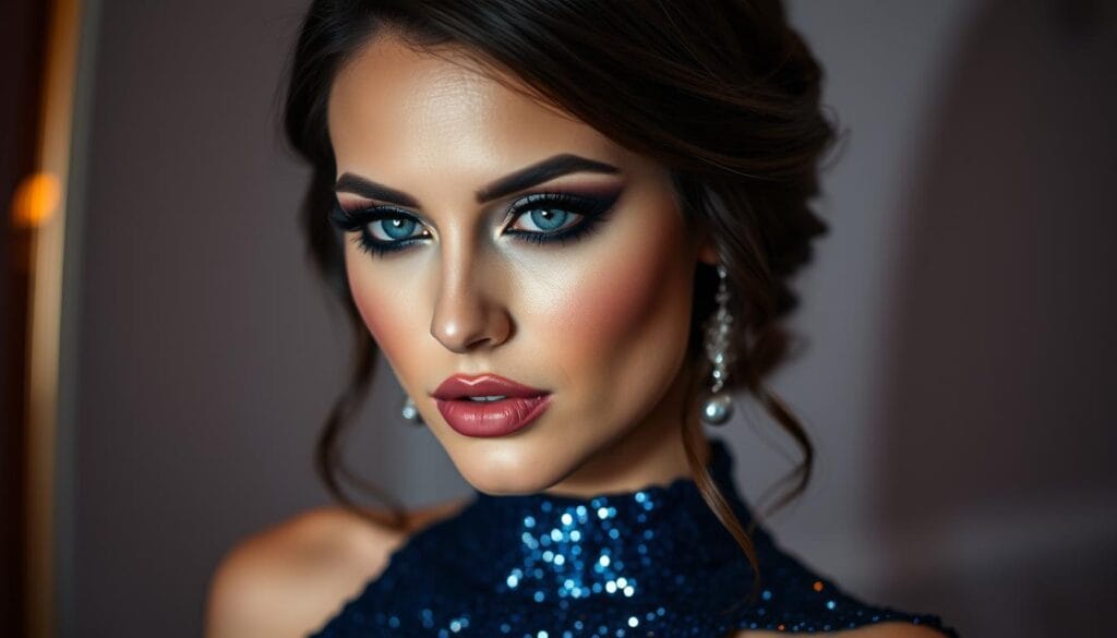 matching smoky eye with party dress