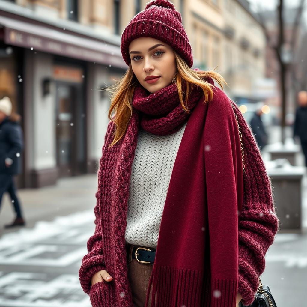 monochromatic winter layering with mixed textures