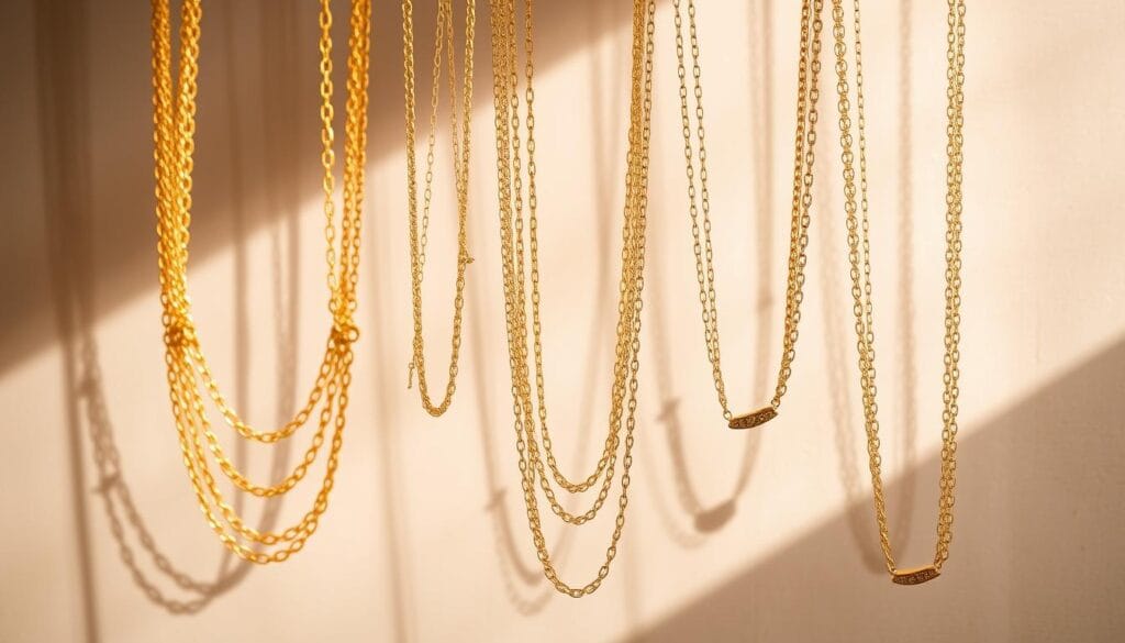 multi-strand gold necklaces