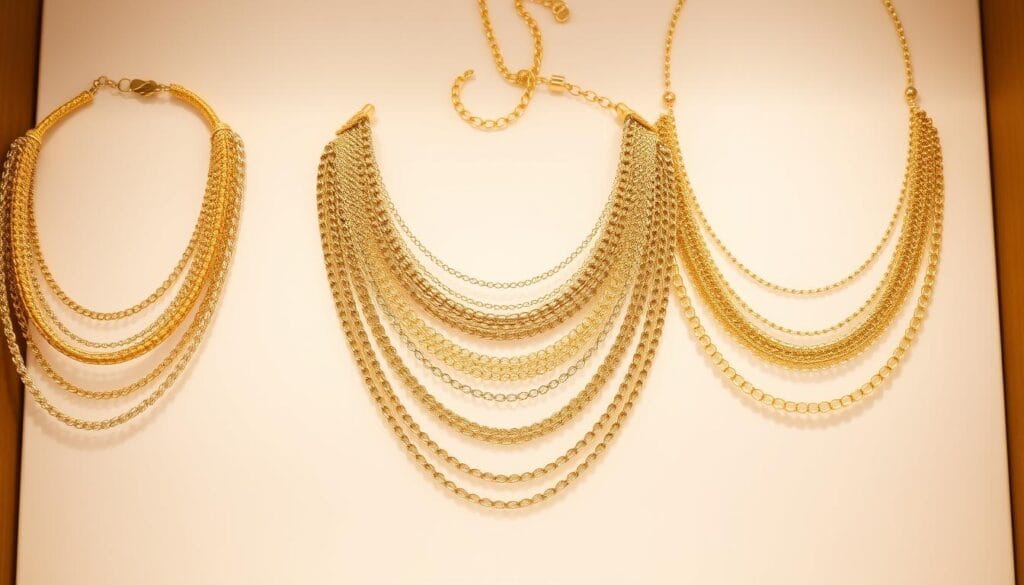 multi-strand gold necklaces