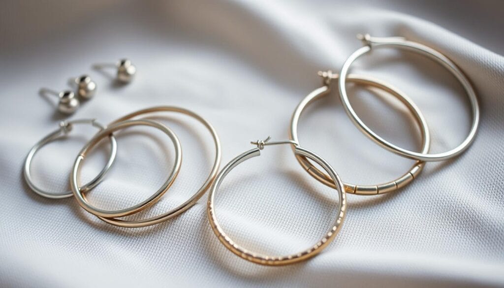 small hoop earrings, large hoop earrings, thick hoop earrings