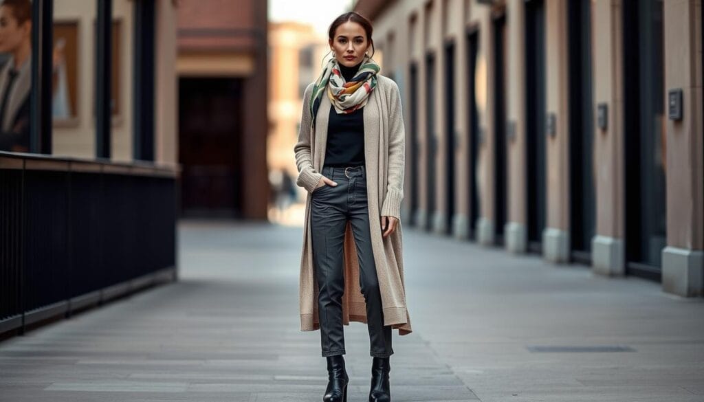 woman wearing effortless layered outfit