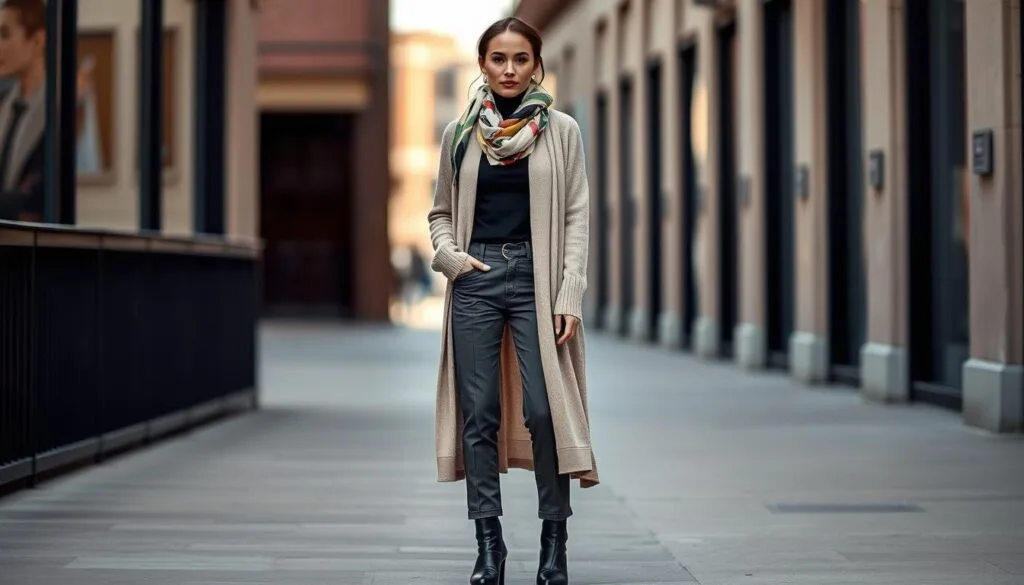 woman wearing effortless layered outfit