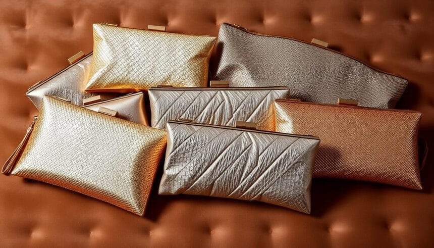 Metallic clutch bags