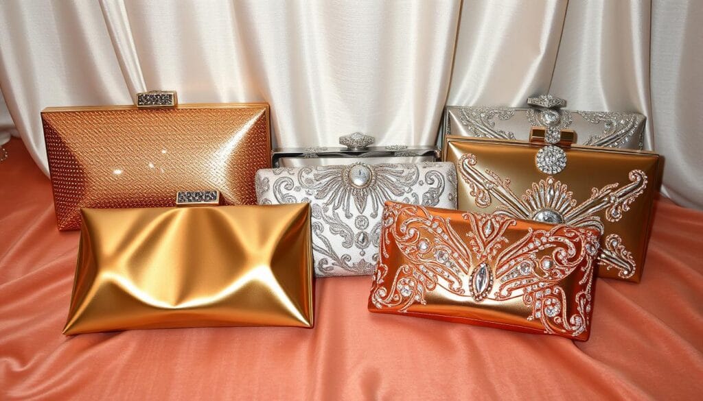 metallic evening clutches